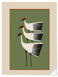 Wandsticker Striped Bird Trio I