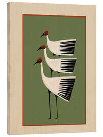 Holzbild Striped Bird Trio I