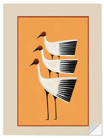 Wandsticker Striped Bird Trio II