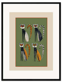 Gerahmter Kunstdruck Streifenlemuren