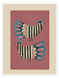 Poster Gestreiftes Vogelpaar