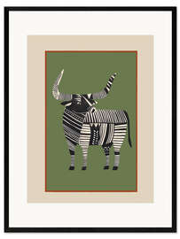 Gerahmter Kunstdruck Gestreifter Bulle