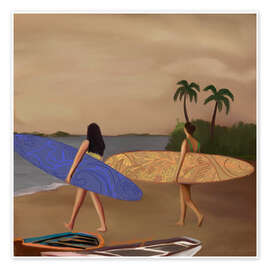 Wandbild Wellen und Sonnenuntergänge jagen - Osheens Gallery