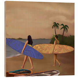 Holzbild Wellen und Sonnenuntergänge jagen - Osheens Gallery