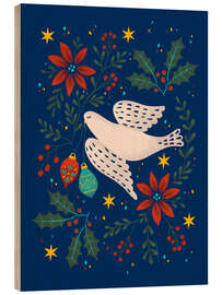 Holzbild Friedenstaube mit Stechpalme - Patruschka