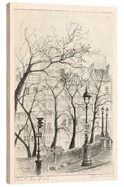 Holzbild Pont Neuf, 1963, malerische Brücke in Paris über die Seine