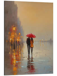 Alubild Spaziergang im warmen Regen