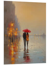 Hartschaumbild Spaziergang im warmen Regen