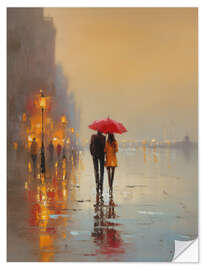 Wandsticker Spaziergang im warmen Regen