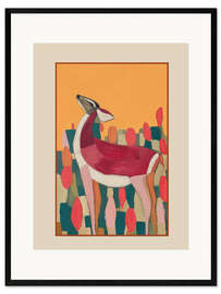 Gerahmter Kunstdruck Purpurroter Hirsch