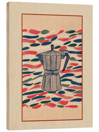 Holzbild Bunte Moka-Kanne - Branka Kodžoman