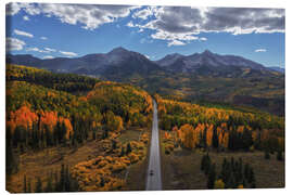 Leinwandbild Herbststraße in den Bergen von Colorado, USA - Martin Podt