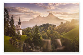 Wandbild Watzmann mit Kirche Maria Gern - Fotomagie