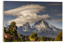 Holzbild Watzmann mit Hut im Spätsommer - Fotomagie