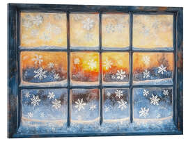 Acrylglasbild Verschneites Fenster am Weihnachten