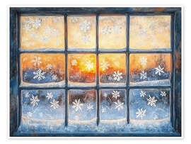 Poster Verschneites Fenster am Weihnachten