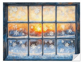 Wandsticker Verschneites Fenster am Weihnachten