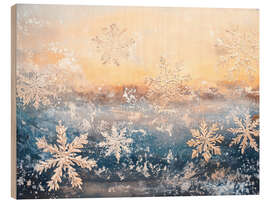 Holzbild Verschneites Fenster