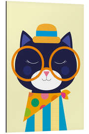 Alubild Verspieltes Katzenporträt mit übergroßer Brille - Jaysanstudio