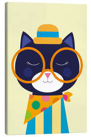 Leinwandbild Verspieltes Katzenporträt mit übergroßer Brille - Jaysanstudio