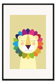 Gerahmter Kunstdruck Regenbogen-Löwe