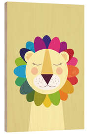 Holzbild Regenbogen-Löwe