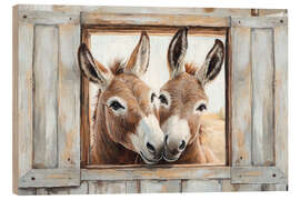 Holzbild Verliebte Esel