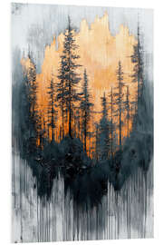 Hartschaumbild Waldimpression bei Sonnenaufgang