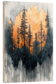 Holzbild Waldimpression bei Sonnenaufgang