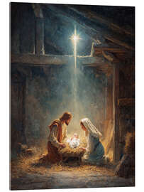 Acrylglasbild Weihnachtsmotiv mit Krippe