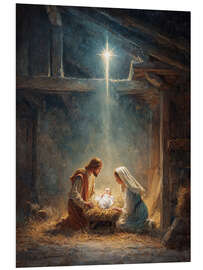 Hartschaumbild Weihnachtsmotiv mit Krippe