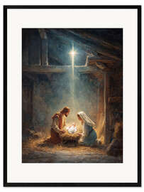 Gerahmter Kunstdruck Weihnachtsmotiv mit Krippe - TAlex