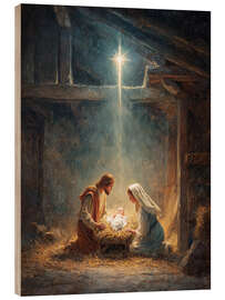 Holzbild Weihnachtsmotiv mit Krippe