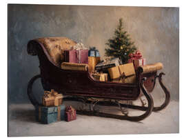 Alubild Vintage-Weihnachtsmann-Schlitten mit Geschenken