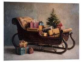 Hartschaumbild Vintage-Weihnachtsmann-Schlitten mit Geschenken