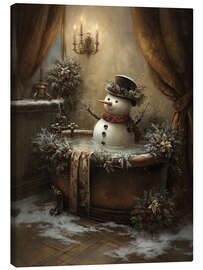 Leinwandbild Weihnachtsschneemann in der Badewanne