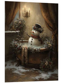 Hartschaumbild Weihnachtsschneemann in der Badewanne