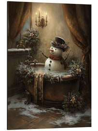Magnettafel Weihnachtsschneemann in der Badewanne
