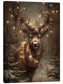 Leinwandbild Rentiere in Weihnachtsgirlanden - Olga Telnova