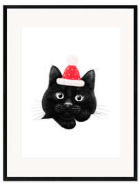 Gerahmter Kunstdruck Weihnachtskatze
