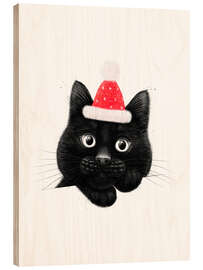 Holzbild Weihnachtskatze