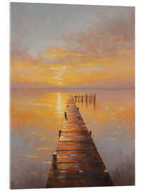 Acrylglasbild Steg im Abendgold - artill