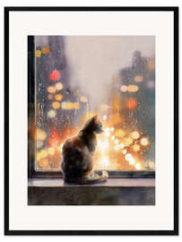 Gerahmter Kunstdruck Sehnsucht am Fenster