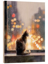 Holzbild Sehnsucht am Fenster