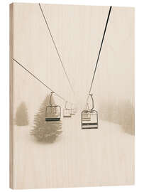 Holzbild Skilift im Nebel - Ohkimiko