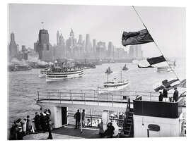 Acrylglasbild Historisches New York: Manhattan mit Fährbooten, 1932 - Christian Müringer