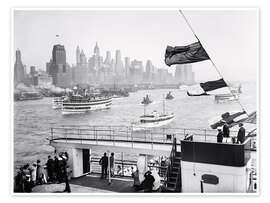 Wandbild Historisches New York: Manhattan mit Fährbooten, 1932 - Christian Müringer
