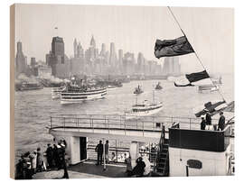 Holzbild Historisches New York: Manhattan mit Fährbooten, 1932 - Christian Müringer