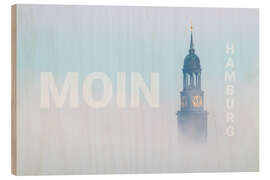Holzbild Moin im Nebel, Hamburg - Nils Steiner