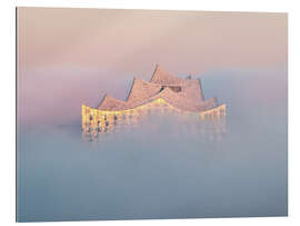 Quadro em plexi-alumínio Elbphilharmonie Hamburg in the fog - Nils Steiner